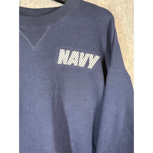 Vintage US Navy Soffe Crewneck Blue Long Sleeve Reflective PT Exercise Top - XL - Picture 2 of 8